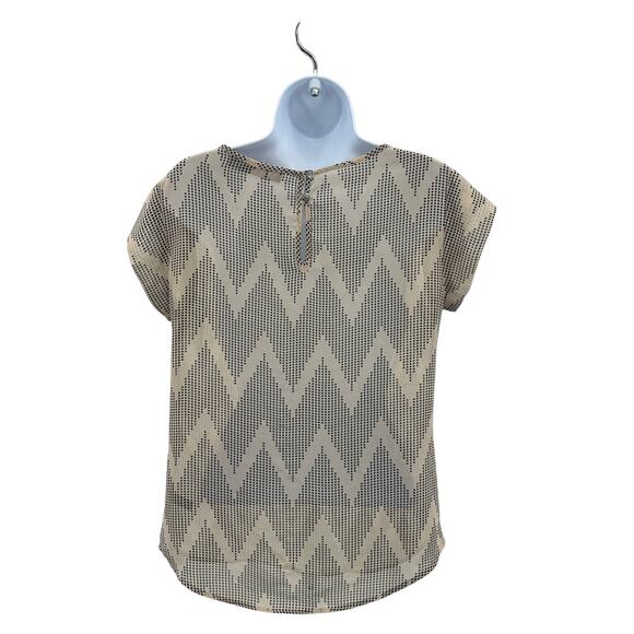 The Limited Sheer Chevron Polka Dots Top WMNS  XS Black Ivory Scoop Neck Zig Zag - Picture 4 of 7